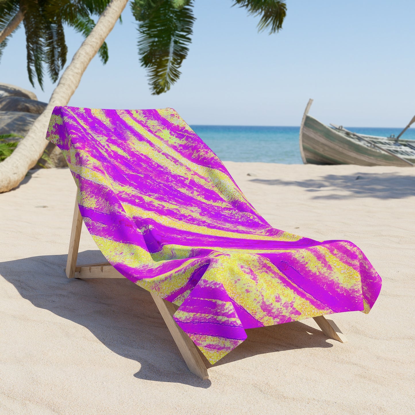 Vibrant Pink Wave Beach Towel