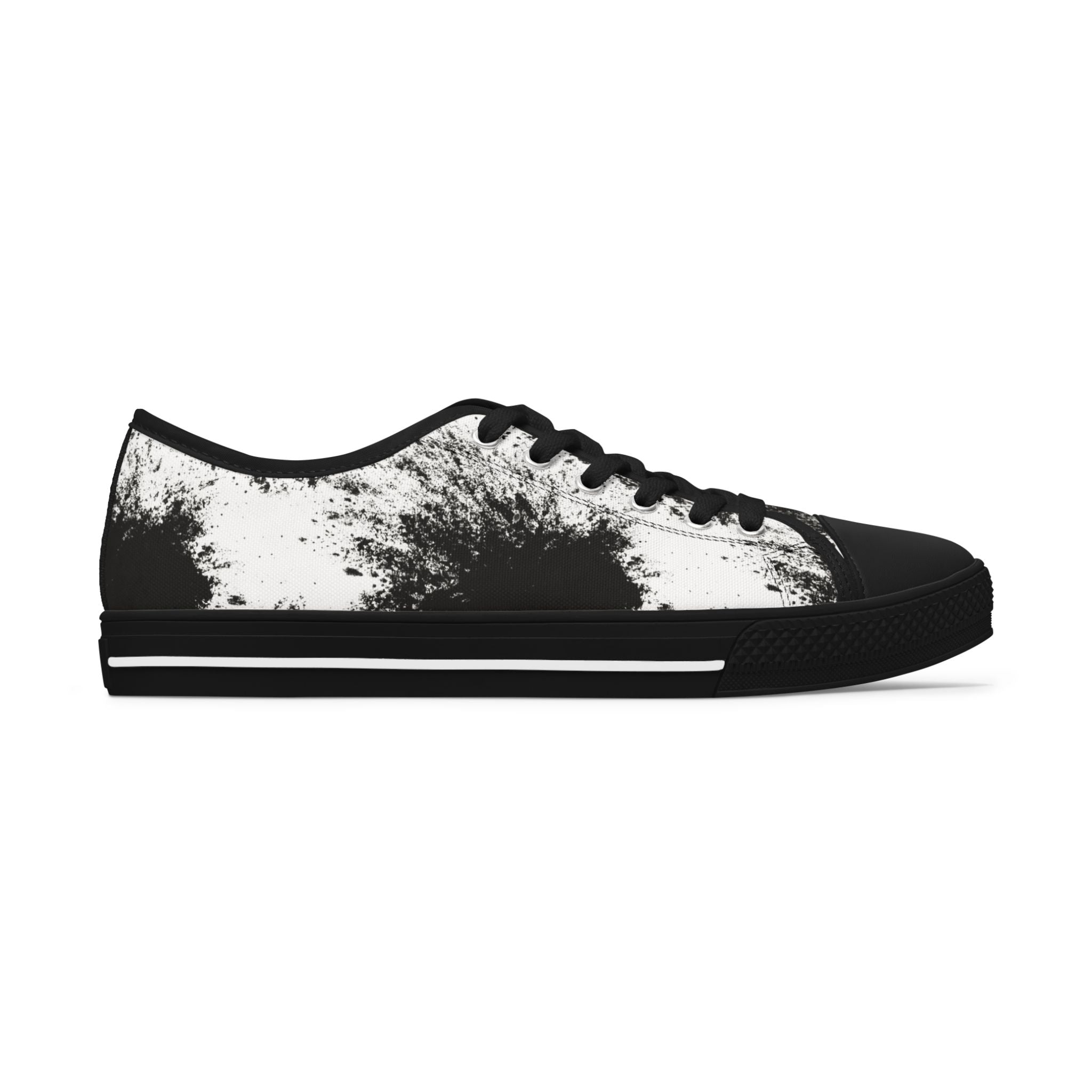Stylish donna Low Top Sneakers - Black & White Ink Splash Design