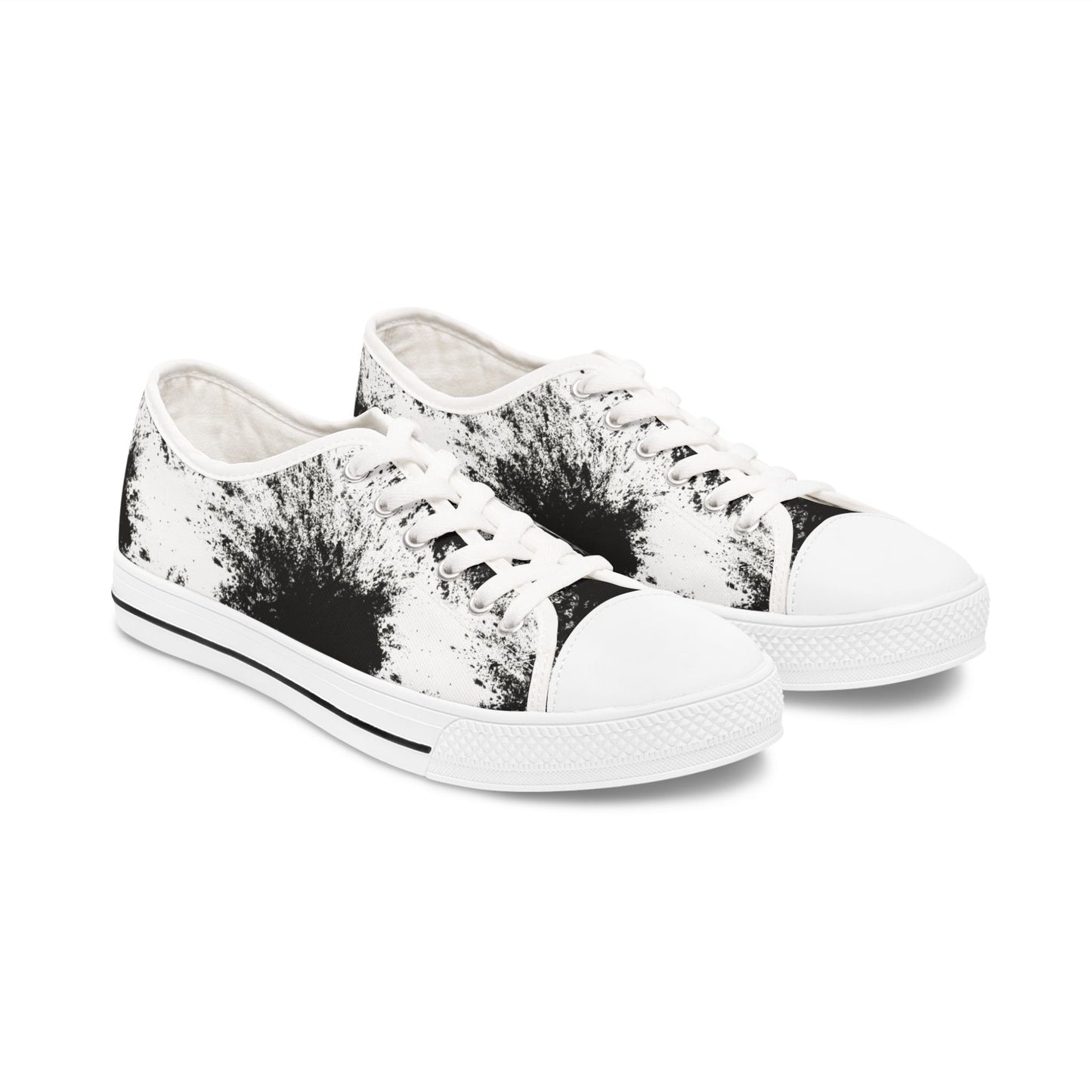 Stylish donna Low Top Sneakers - Black & White Ink Splash Design