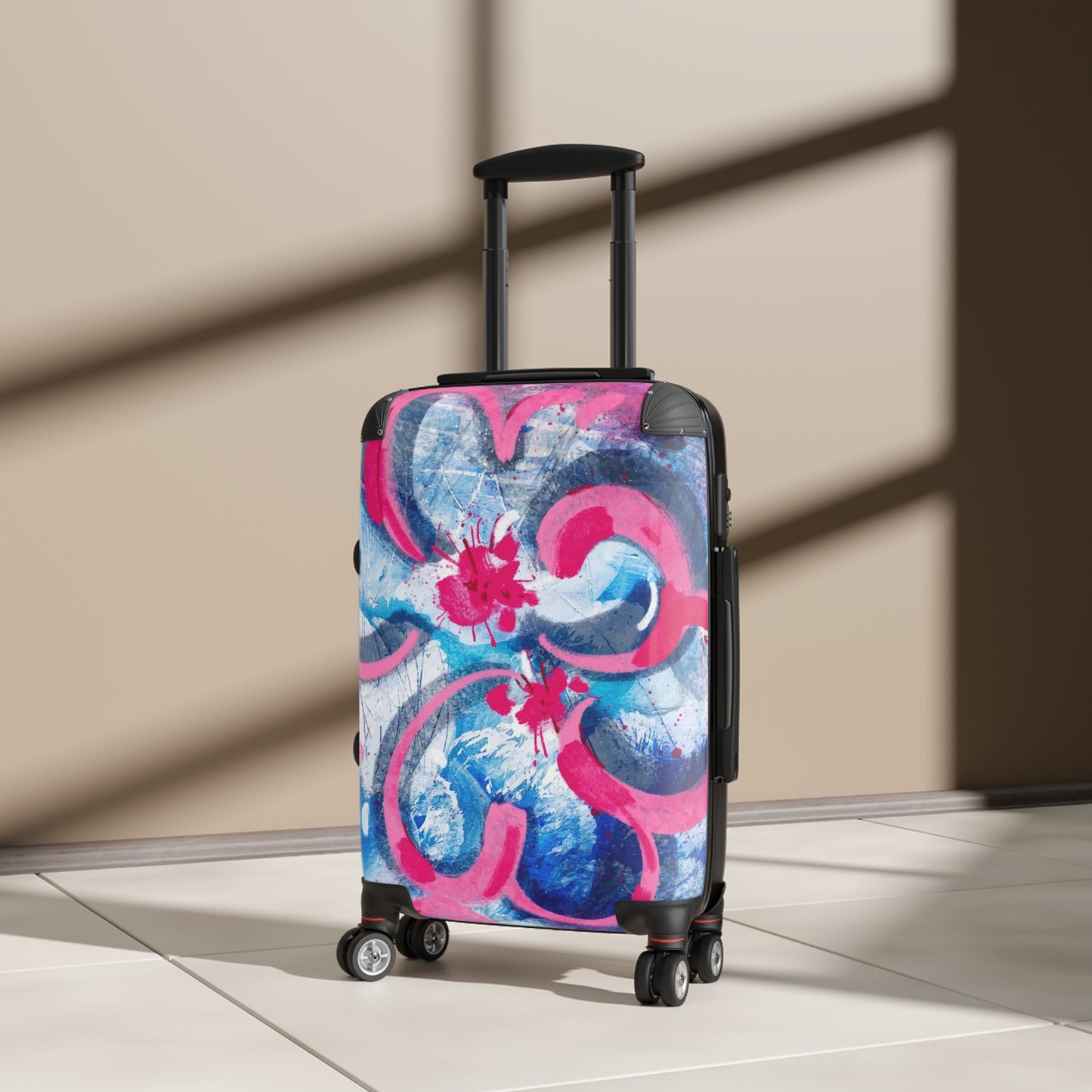 Travel Suitcase with Floral Design
