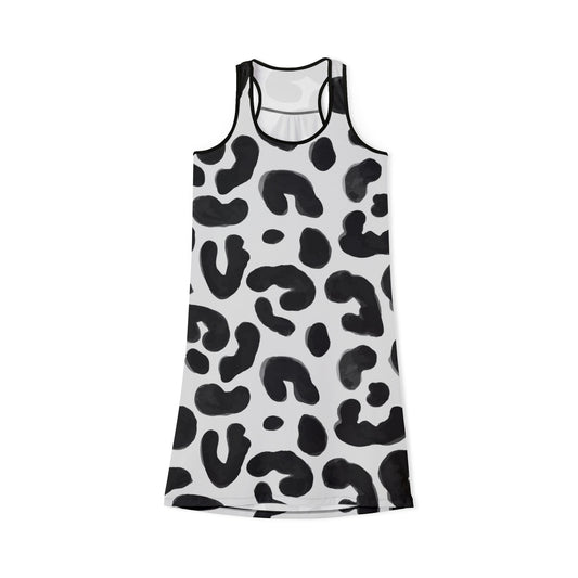 Racerback Dress - Trendy bianco&nero Leopard Print