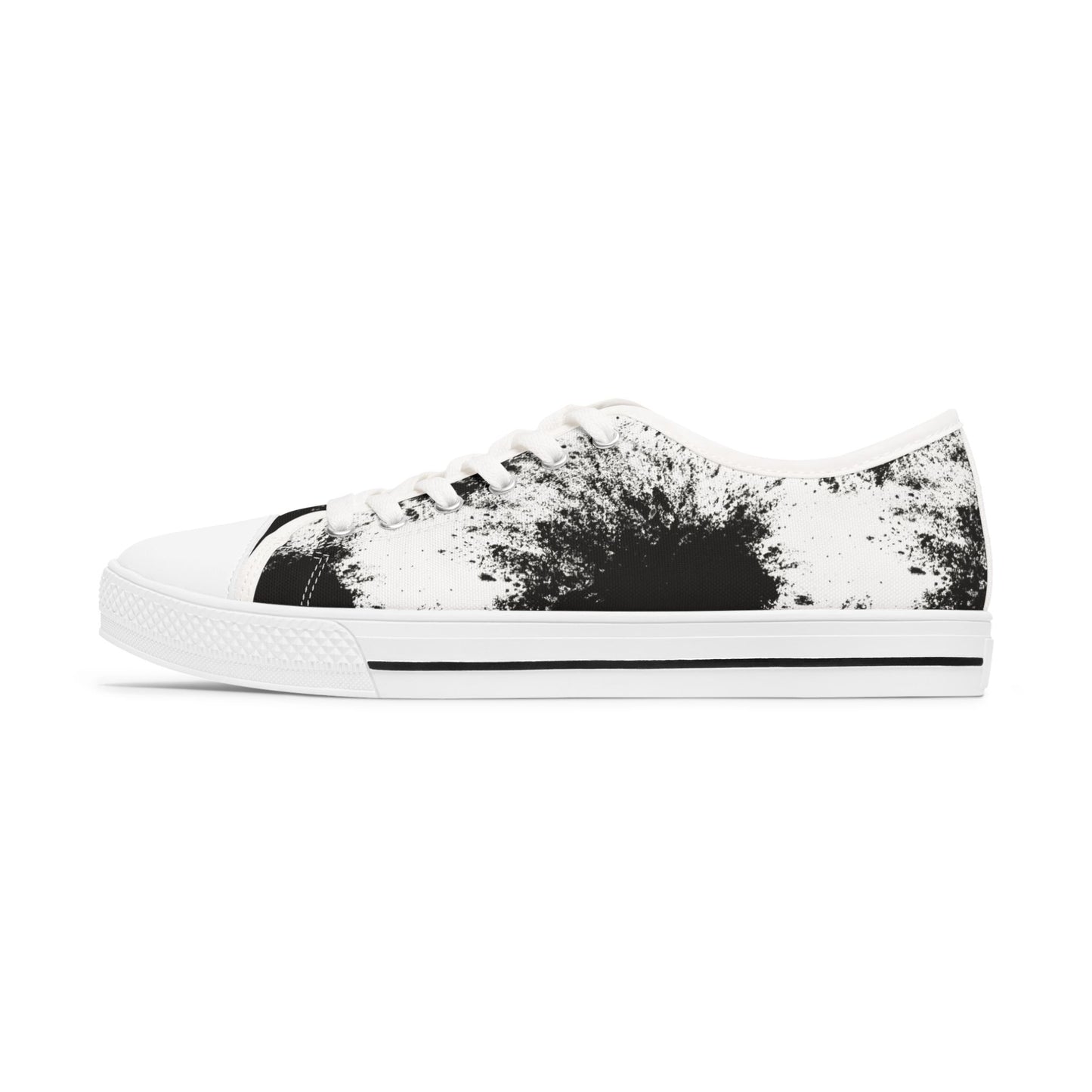 Stylish donna Low Top Sneakers - Black & White Ink Splash Design