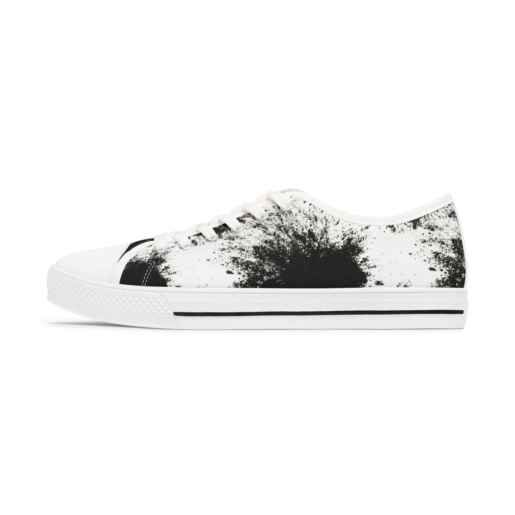 Stylish donna Low Top Sneakers - Black & White Ink Splash Design