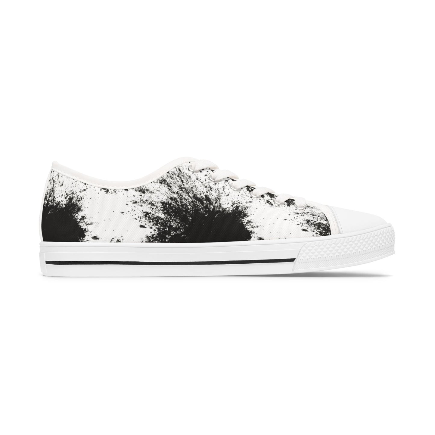 Stylish donna Low Top Sneakers - Black & White Ink Splash Design