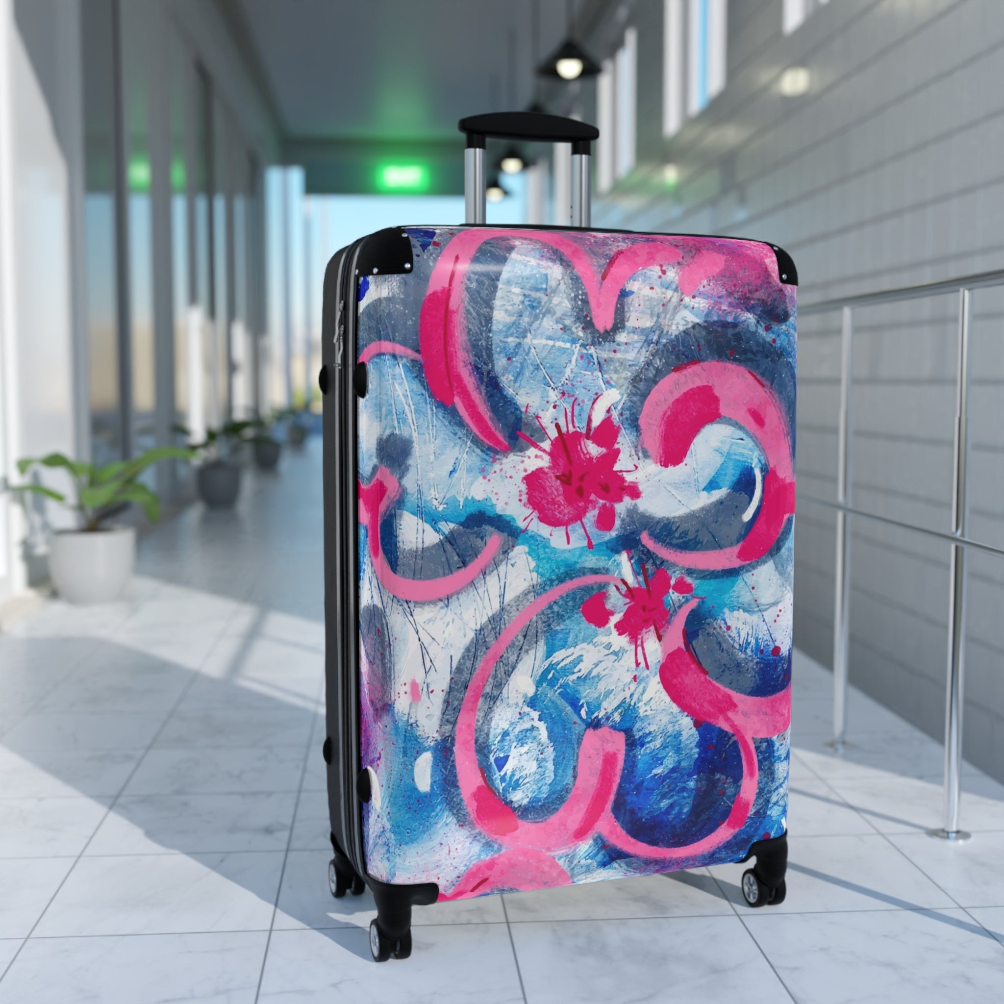 Travel Suitcase with Floral Design