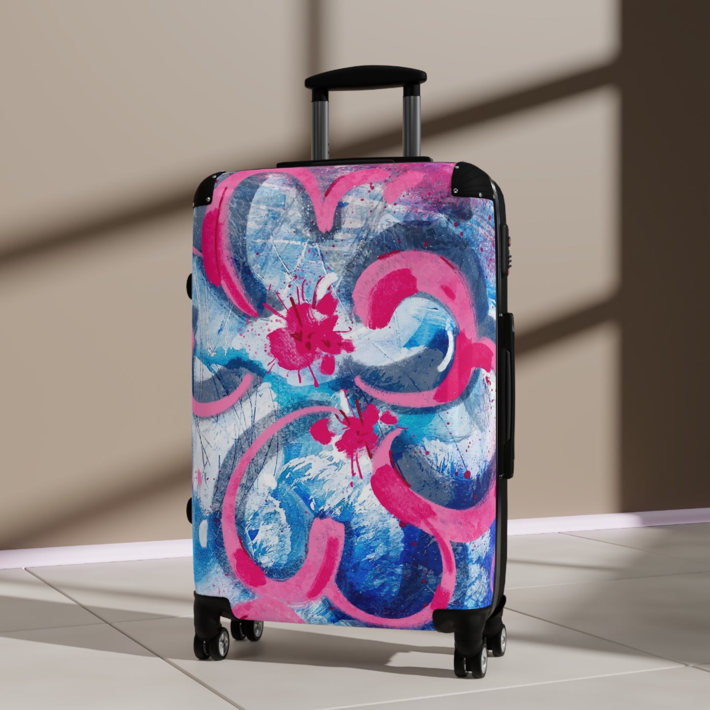 Travel Suitcase with Floral Design