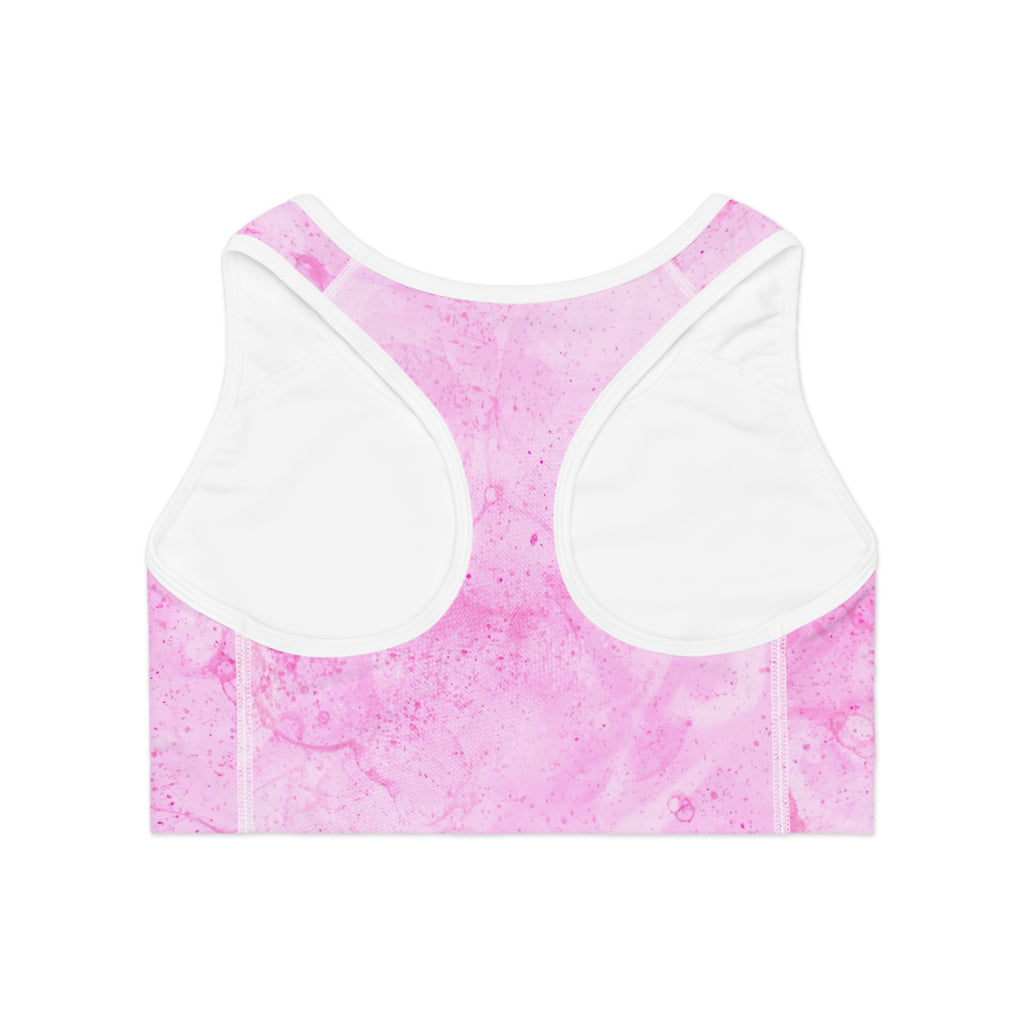 Pink Marble Sports Bra