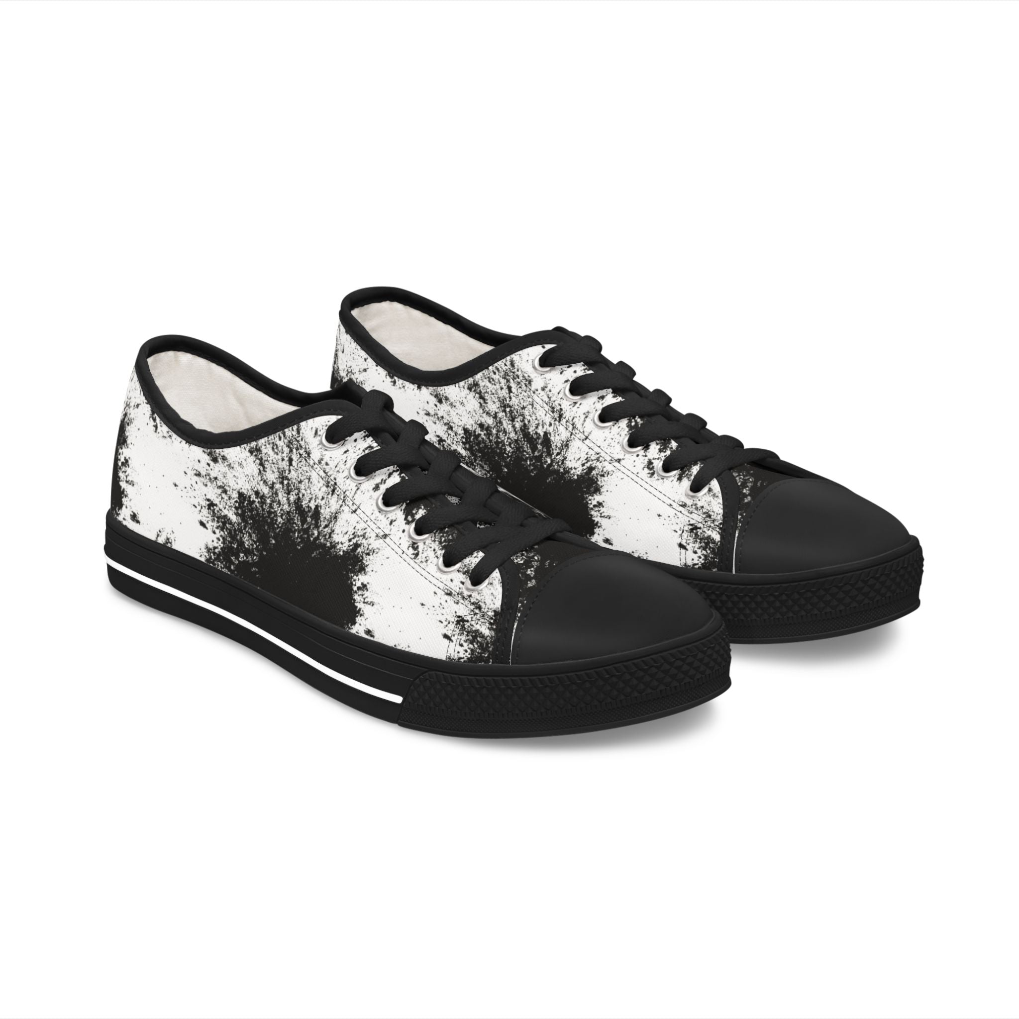 Stylish donna Low Top Sneakers - Black & White Ink Splash Design