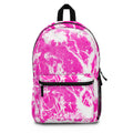 Zaino in marmo rosa vibrante, elegante borsa per libri, zaino scolastico alla moda, borsa da viaggio unica, borsa tote chic, zaino accattivante