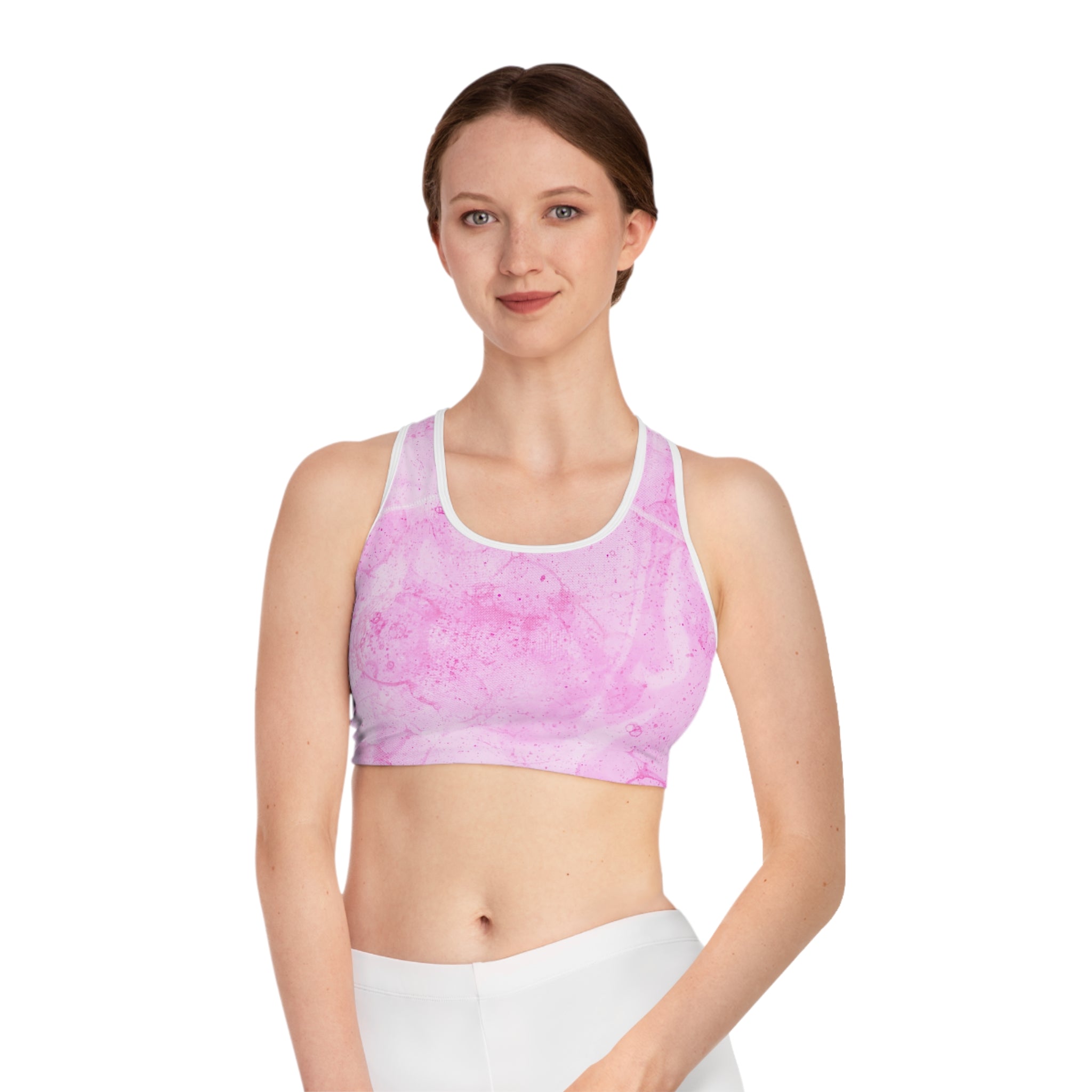 Pink Marble Sports Bra
