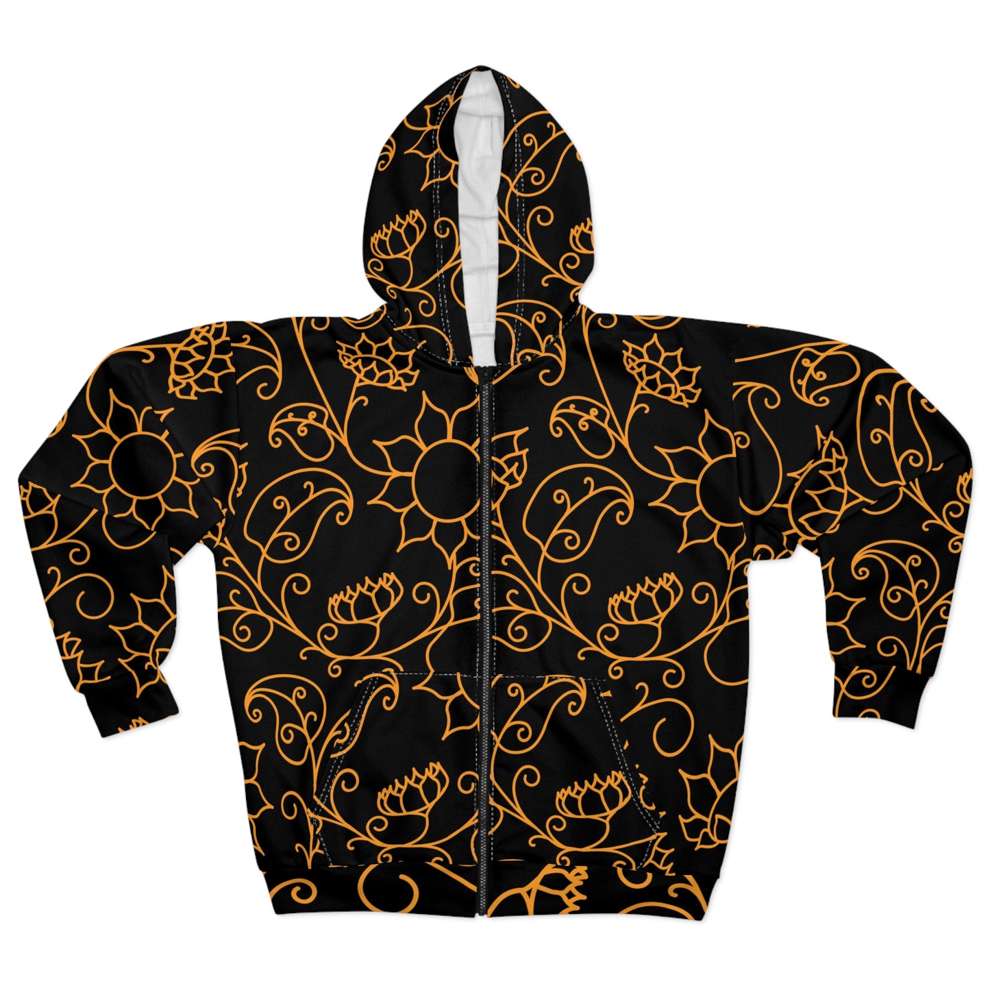 Elegant Floral Zip Hoodie