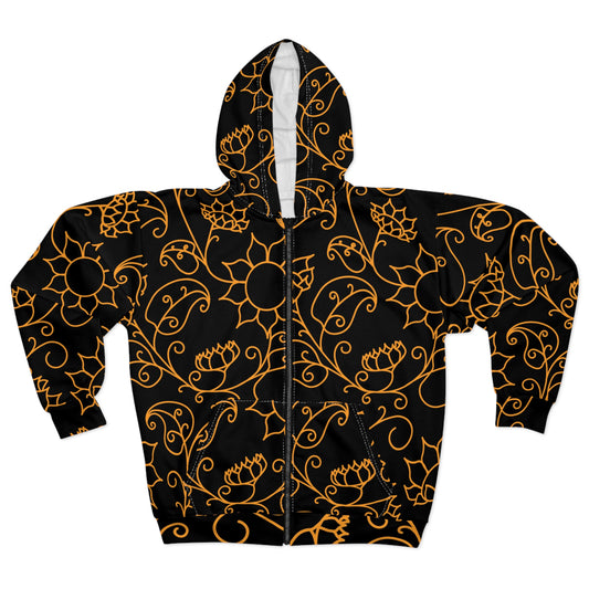Elegant Floral Zip Hoodie