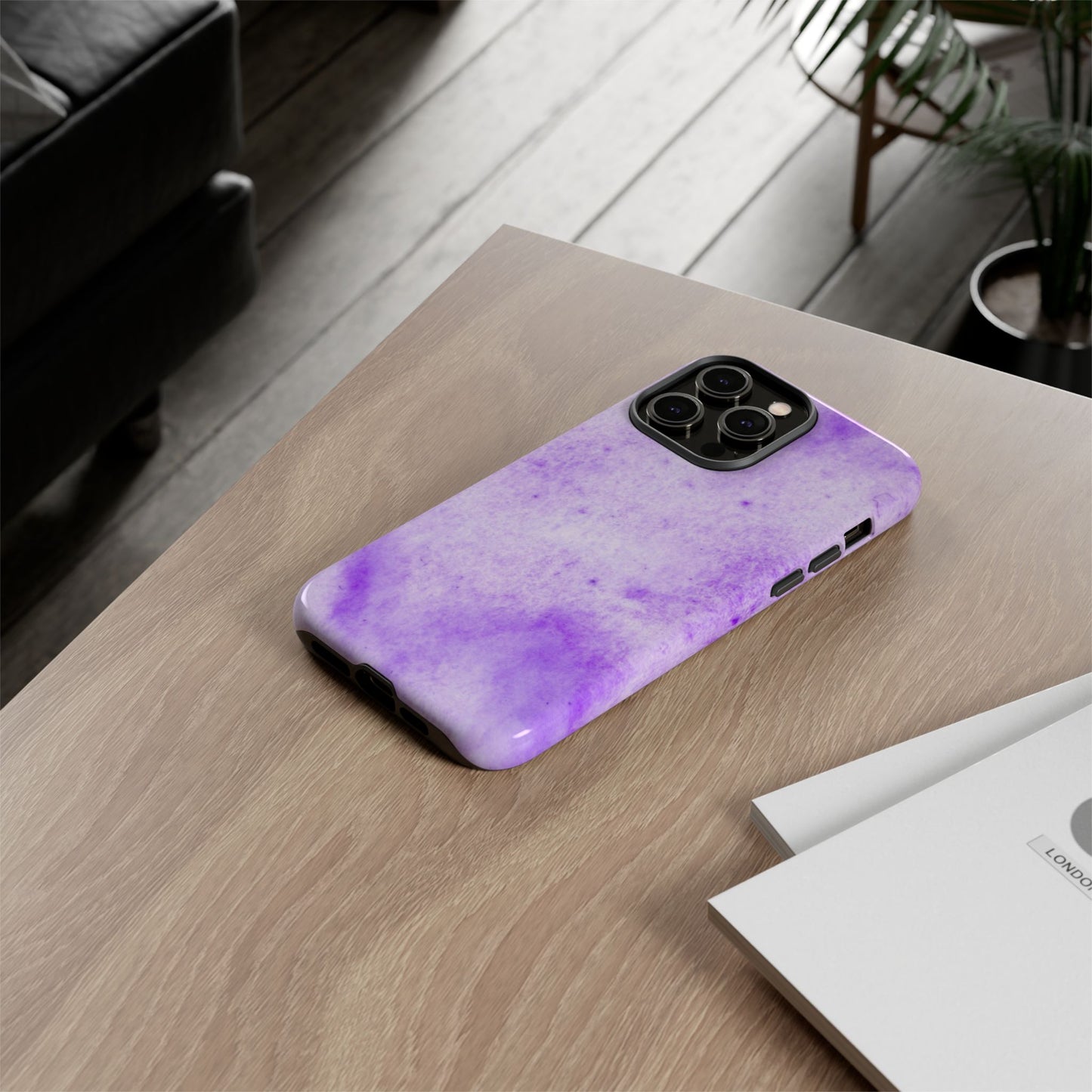 Stylish Phone Case, Purple Marble Design