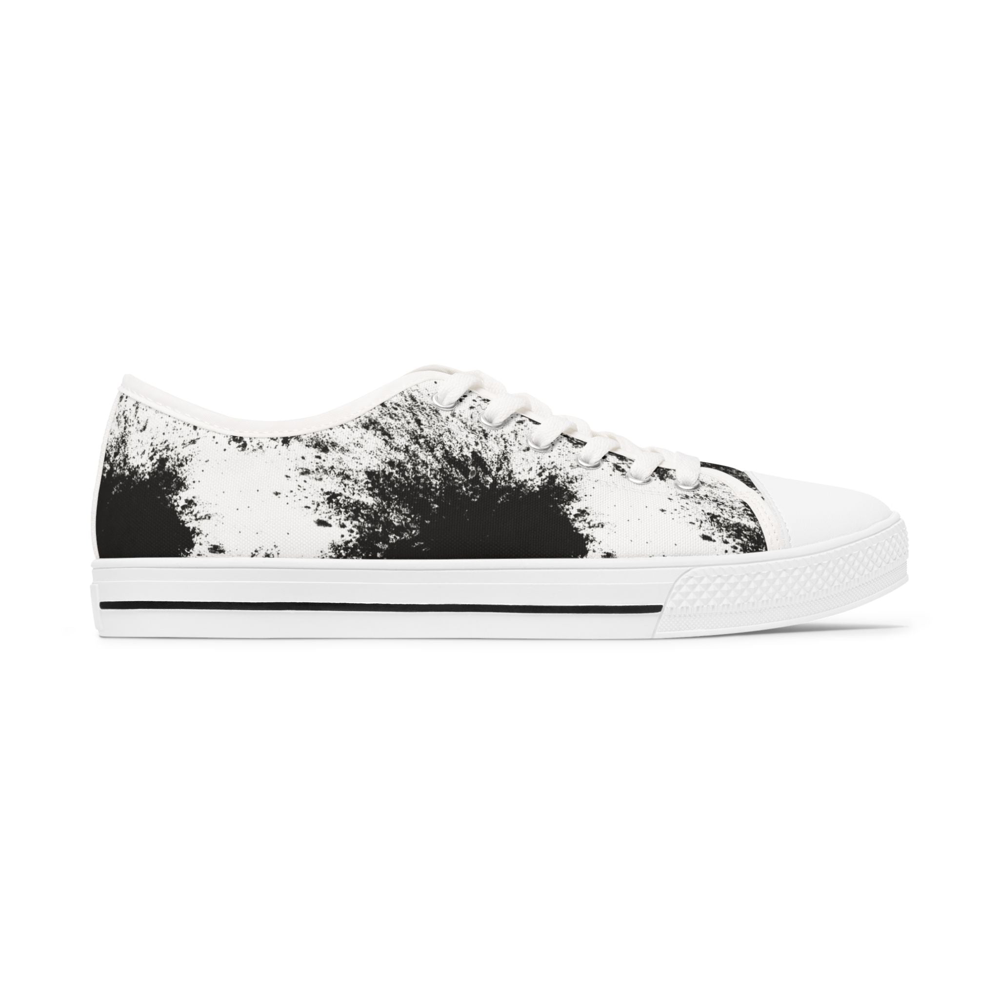Stylish donna Low Top Sneakers - Black & White Ink Splash Design