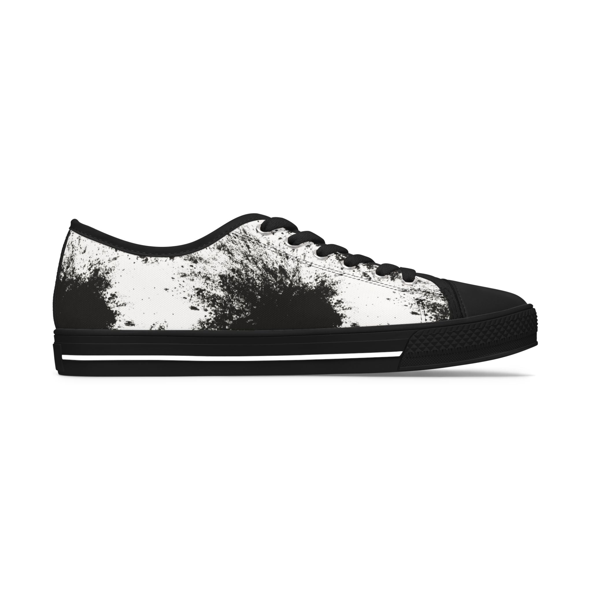 Stylish donna Low Top Sneakers - Black & White Ink Splash Design