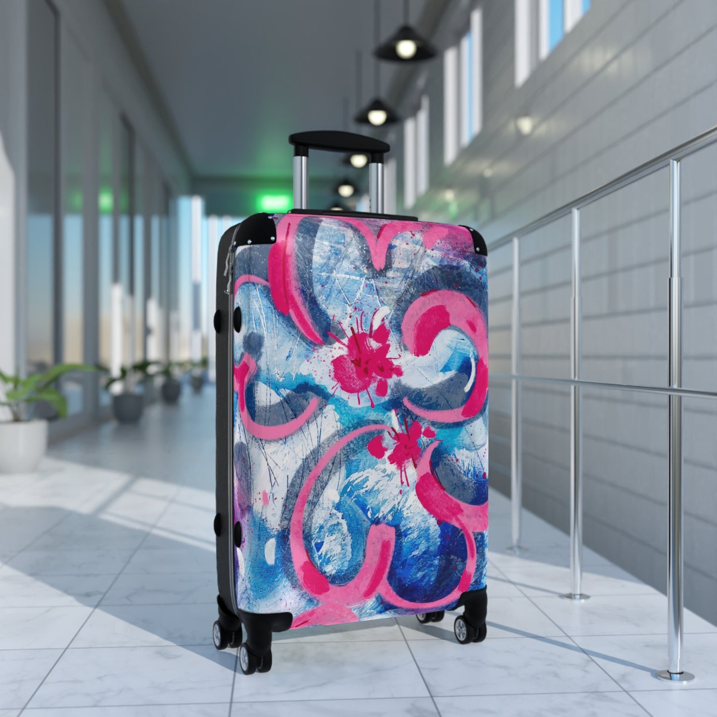 Travel Suitcase with Floral Design