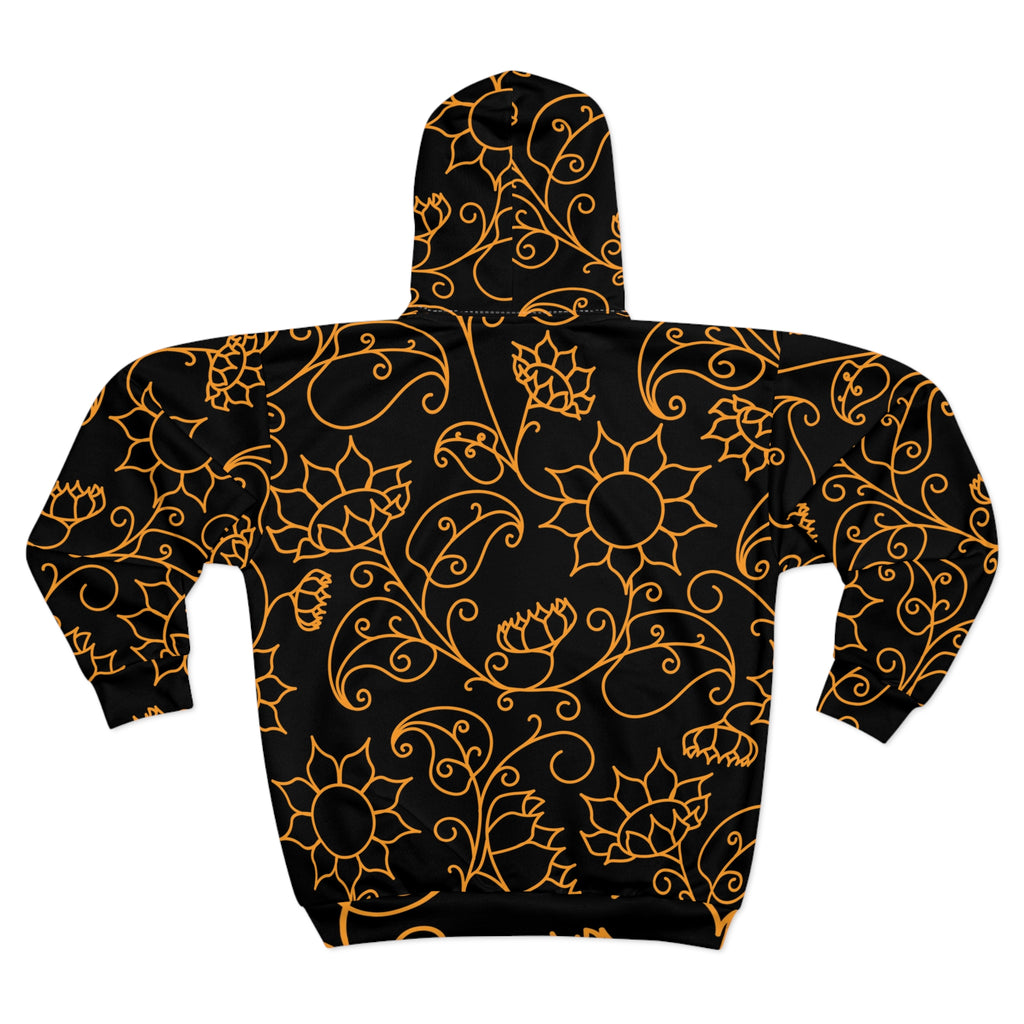 Elegant Floral Zip Hoodie