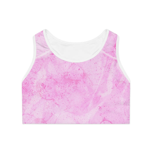 Pink Marble Sports Bra