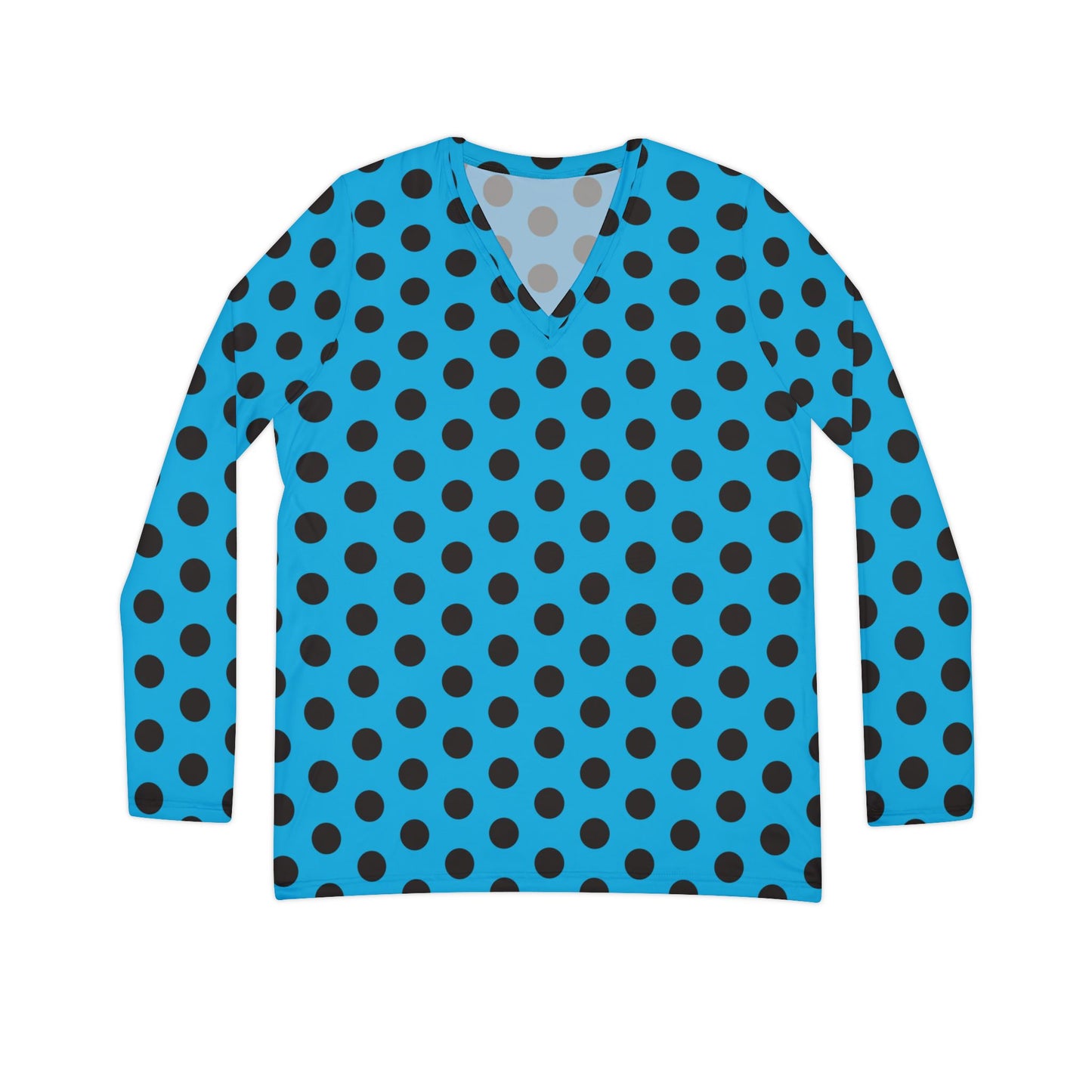 Maglietta a maniche lunghe con scollo a V a pois da donna, top casual, maglietta elegante, regalo per lei, abbigliamento quotidiano, abbigliamento con stampa a pois