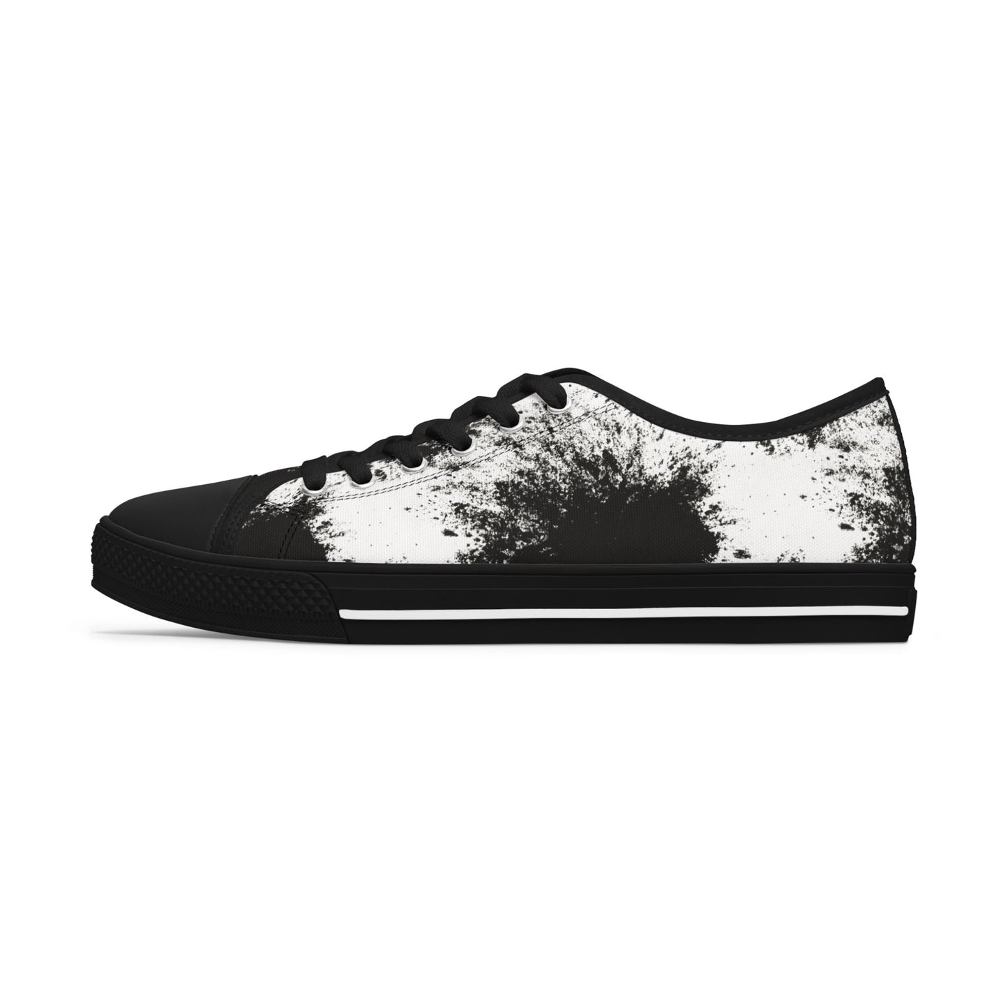 Stylish donna Low Top Sneakers - Black & White Ink Splash Design