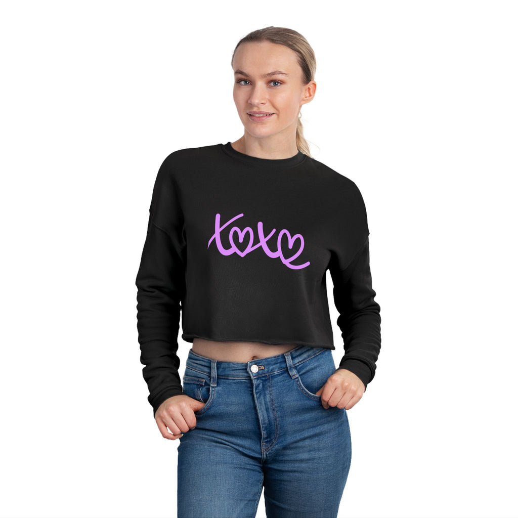 Felpa corta da donna comoda con motivo a baci, top corto casual, abbigliamento da strada alla moda, perfetta come regalo, San Valentino, moda autunnale