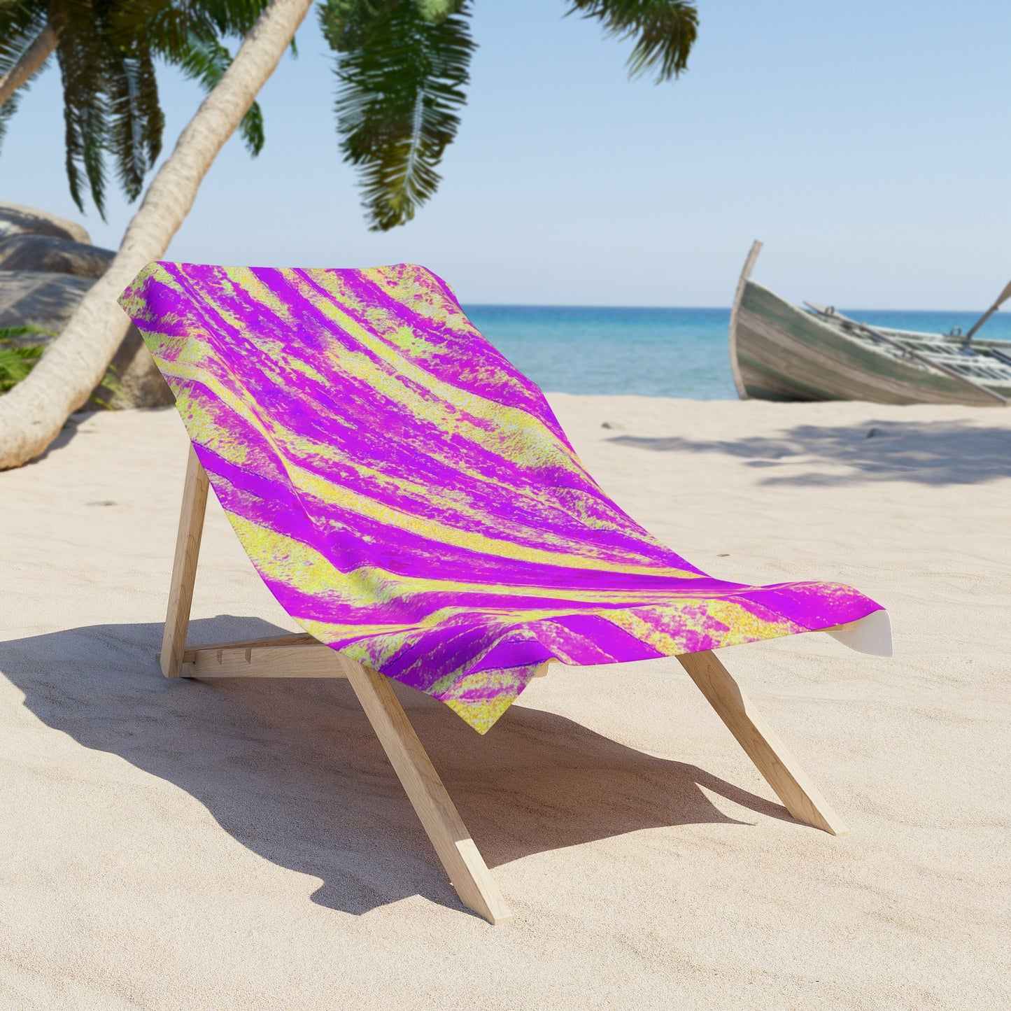 Vibrant Pink Wave Beach Towel