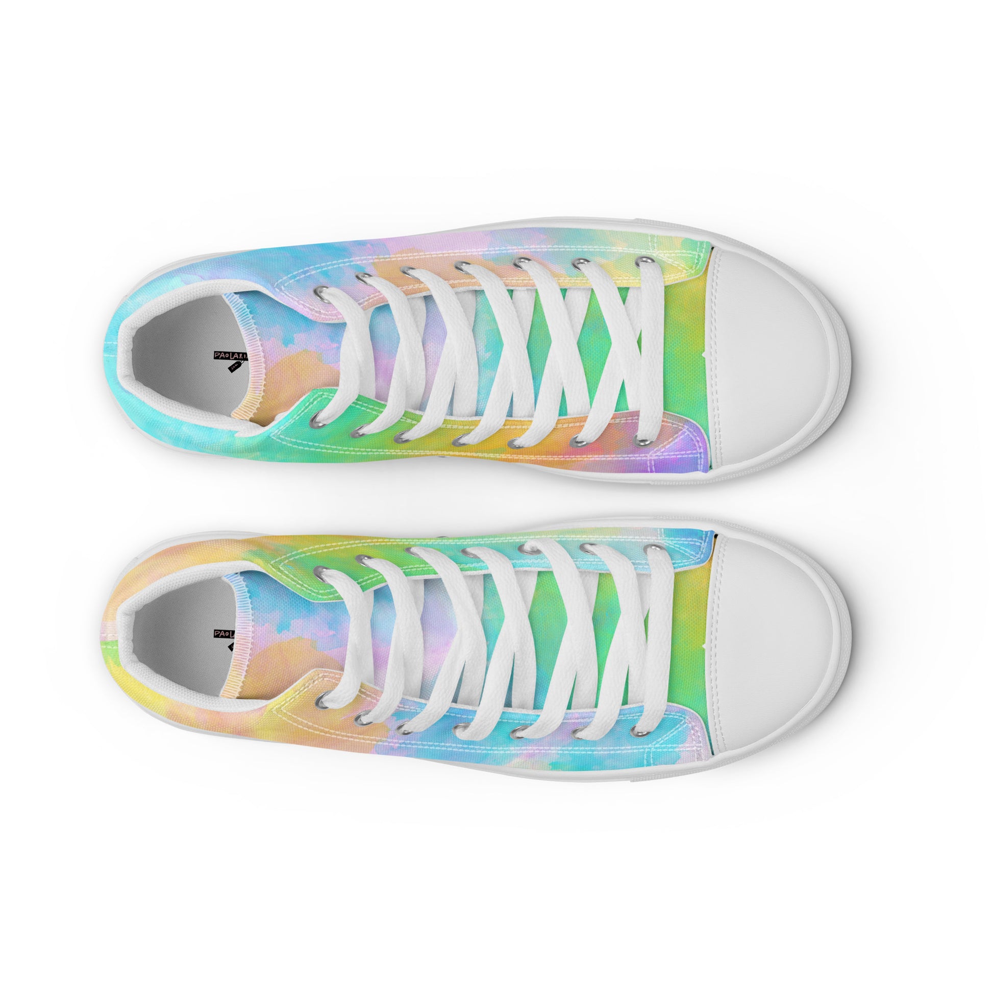 Vista laterale delle sneakers alte in tela da donna