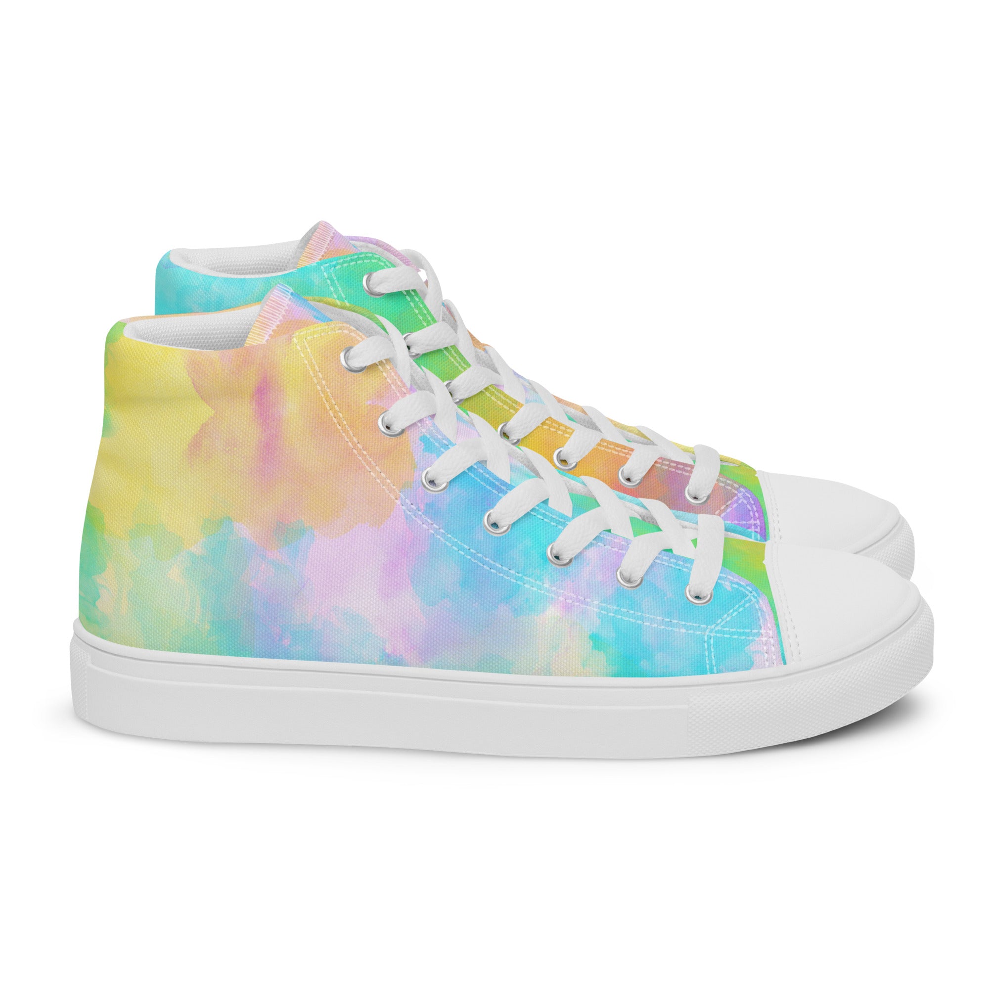 Vista laterale delle sneakers alte in tela da donna