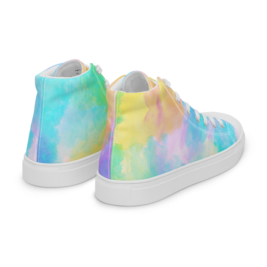 Vista laterale delle sneakers alte in tela da donna